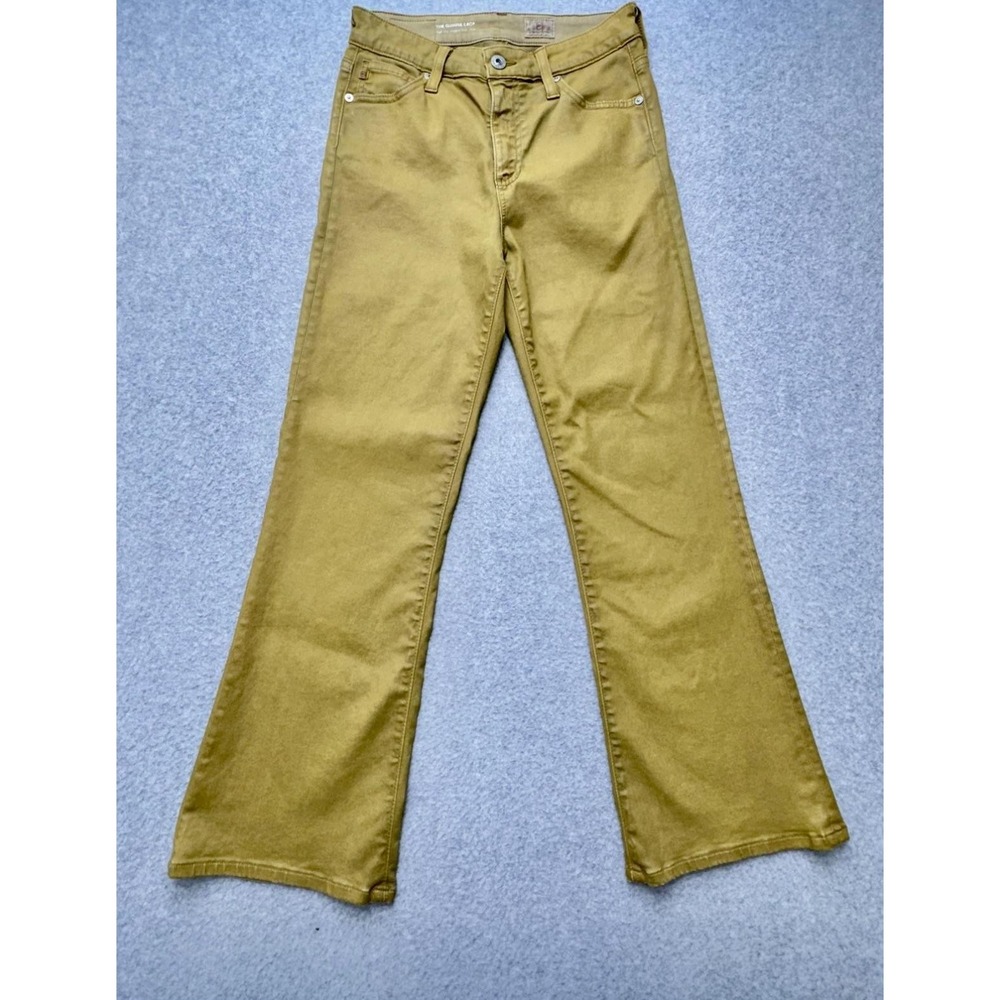 AG Adriano Goldschmied The Quinne Crop Jeans Womens 27 Gold High Rise Flare